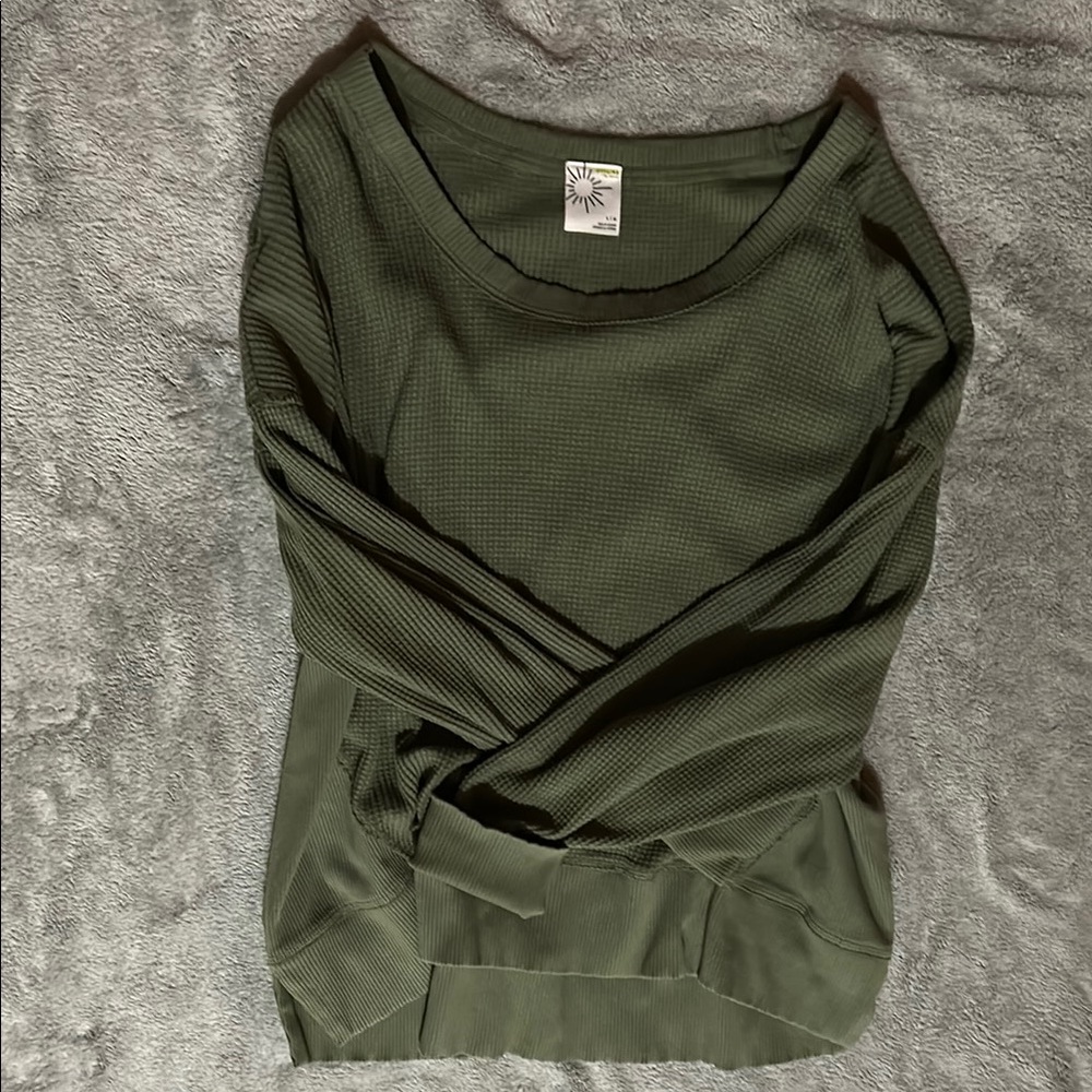 Aerie Olive Off-the-Shoulder Sweater